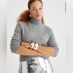 J. Crew Light Gray Cashmere Shrunken Turtleneck Sweater S